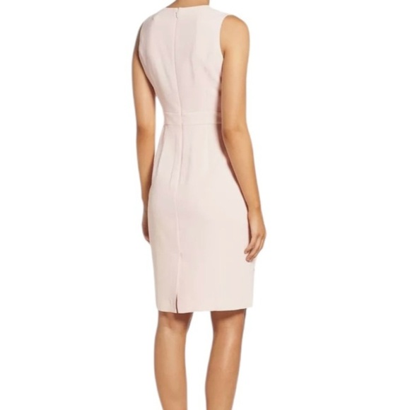 Eliza J Ella Ruffle Cascade Crepe Sheath Short Dress in Blush Pink Size 10 - Picture 3 of 8